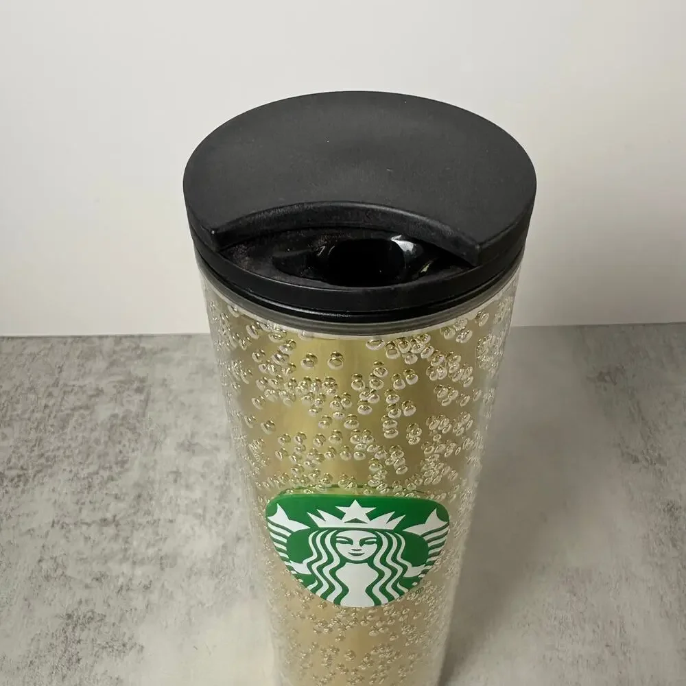 Starbucks Holiday 2020 Gold Champagne Bubbles Travel Tumbler 16oz Grande Mug